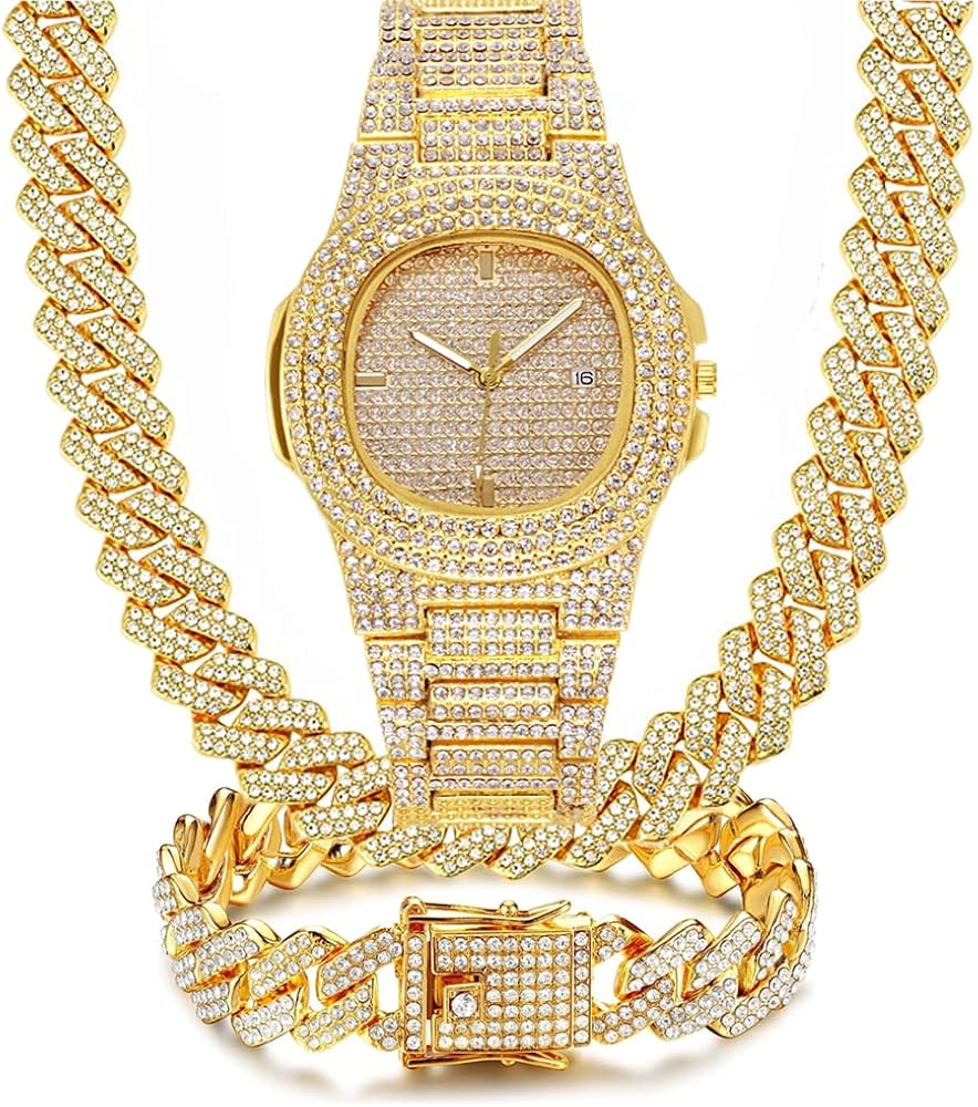 luxury golden Watch Bracelet & Necklace